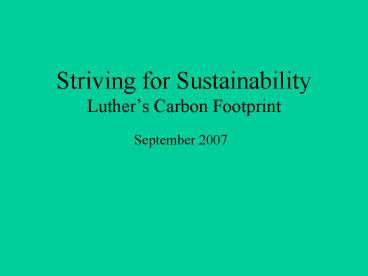 Striving for Sustainability Luthers Carbon Footprint