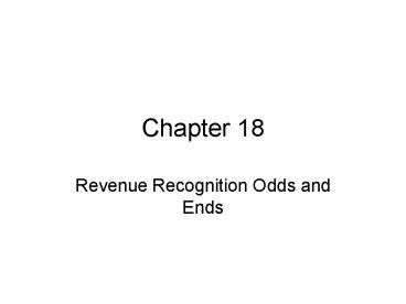 Revenue Recognition Odds and Ends