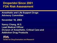 Droperidol Since 2001 FDA Risk Assessment PowerPoint PPT Presentation