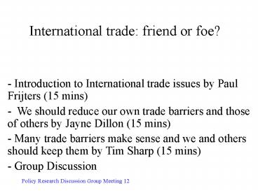 International trade: friend or foe