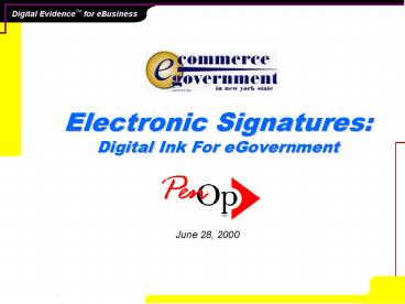 Electronic Signatures: Digital Ink For eGovernment