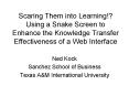 Scaring Them into Learning!? Using a Snake Screen to Enhance the Knowledge Transfer Effectiveness of a Web Interface PowerPoint PPT Presentation