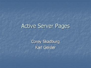 Active Server Pages