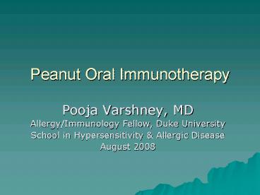 Peanut Oral Immunotherapy