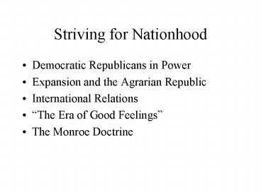 Striving for Nationhood