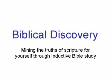 Biblical Discovery