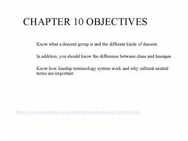 CHAPTER 10 OBJECTIVES