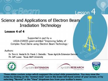 Science and Applications of Electron Beam Irradiation Technology