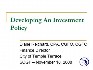 Developing An Investment Policy