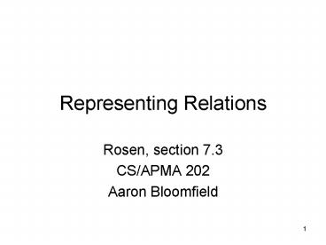 Representing Relations