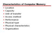 Characteristics of Computer Memory