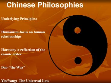 Chinese Philosophies