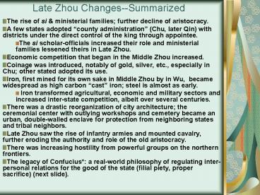 Late Zhou ChangesSummarized