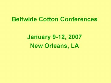 Beltwide Cotton Conferences