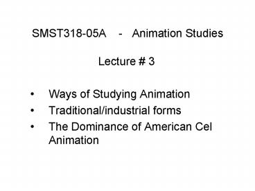 SMST31805A Animation Studies