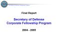 Final Report of the 199596 SECDEF Fellows Program PowerPoint PPT Presentation