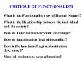 CRITIQUE OF FUNCTIONALISM