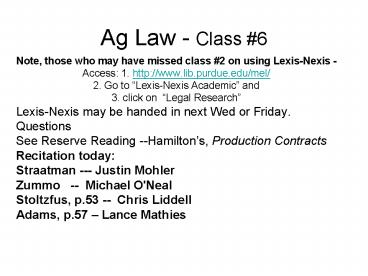 Ag Law Class