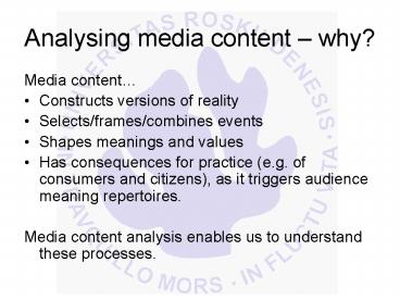 Analysing media content why