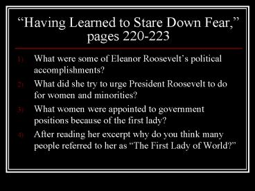 Having Learned to Stare Down Fear, pages 220223