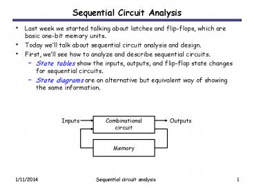 Sequential Circuit Analysis