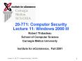 20-771: Computer Security Lecture 11: Windows 2000 III PowerPoint PPT Presentation
