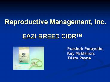 Reproductive Management, Inc'