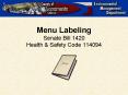 Menu Labeling Senate Bill 1420 Health