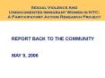 Sexual Violence And Undocumented Immigrant Women in NYC: A Participatory Action Research Project PowerPoint PPT Presentation