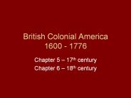 British Colonial America 1600 - 1776
