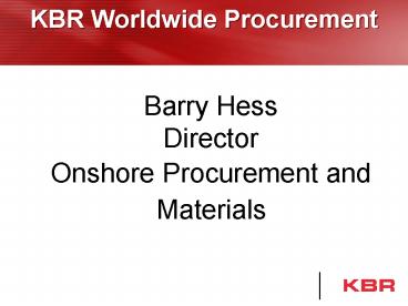 KBR Worldwide Procurement