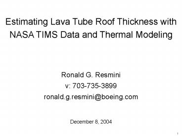 Estimating Lava Tube Roof Thickness with
