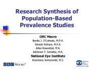 Research Synthesis of Population-Based Prevalence Studies