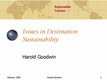 Issues in Destination Sustainability