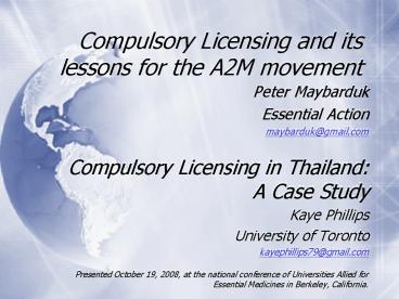 Compulsory Licensing and its lessons for the A2M movement