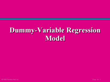 DummyVariable Regression Model