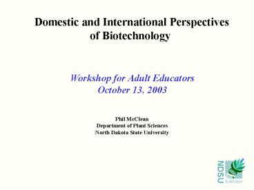 Domestic and International Perspectives
