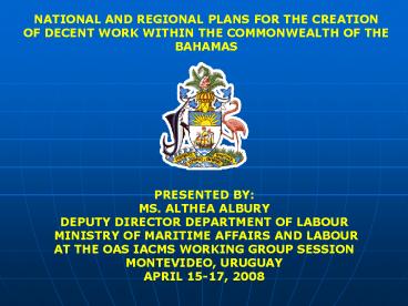 NATIONAL AND REGIONAL PLANS FOR THE CREATION