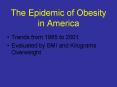 The Epidemic of Obesity in America PowerPoint PPT Presentation