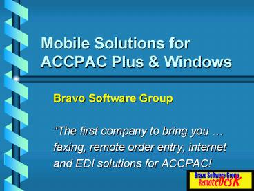 Mobile Solutions for ACCPAC Plus