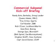 Commercial Subpanel Kick-off Briefing