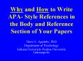 Why and How to Write APA- Style References in the Body and Reference Section of Your Papers PowerPoint PPT Presentation