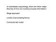 In mainstream psychology, there are three major theories of how we humans process information: