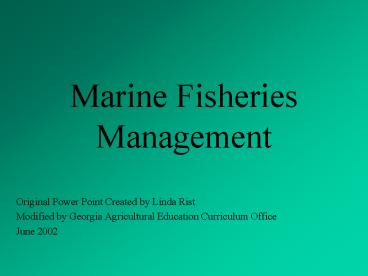 Marine Fisheries Management