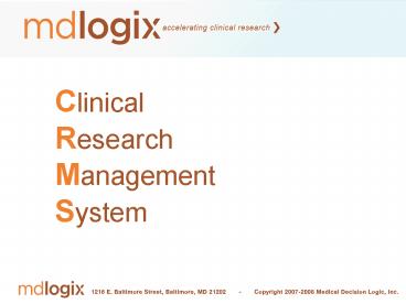 Clinical Research Management System