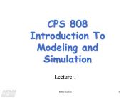 CPS 808 Introduction To Modeling and Simulation