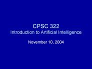 CPSC 322 Introduction to Artificial Intelligence