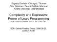 Complexity and Expressive Power of Logic Programming ACM Computing Surveys, Vol' 33, No'3, Sept 2001 PowerPoint PPT Presentation