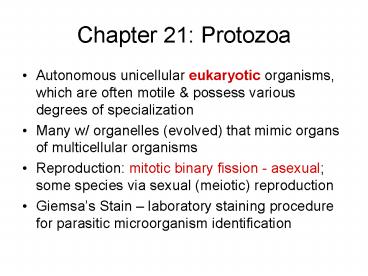 Chapter 21: Protozoa