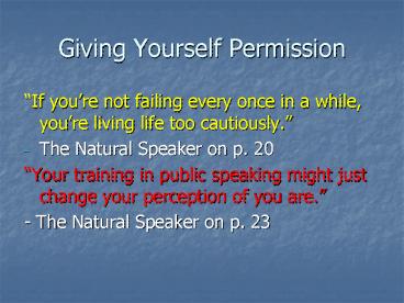 Giving Yourself Permission